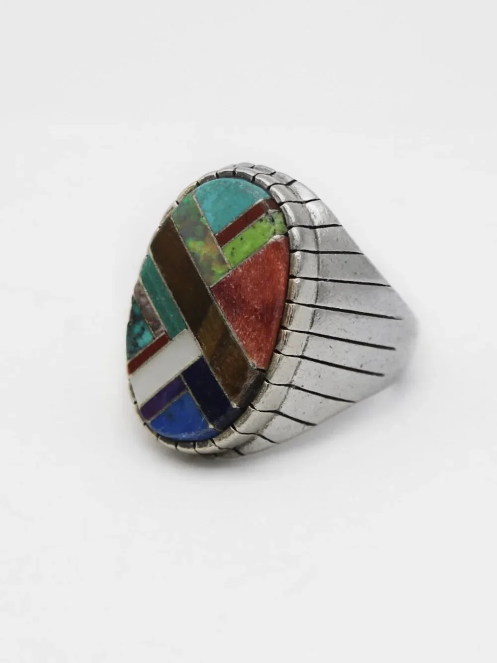 Native American RayJack Multistone InlaySterling Silver Ring